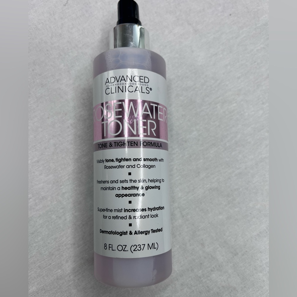 NEW Advanced Clinicals Rosewater Toner 8fl.OZ Tone & Tighten Collagen fine mist